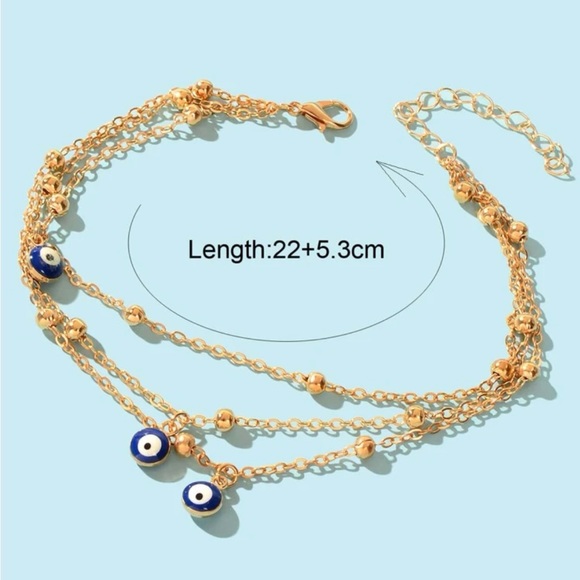 Evil Eve Charm Lavered Anklet - Picture 3 of 3